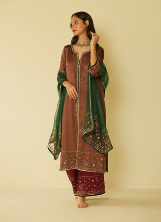 Brown farida kurta set