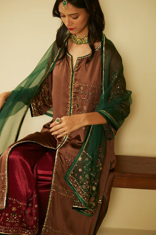 Brown farida kurta set