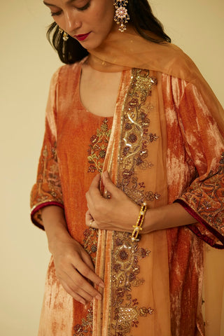 Peach bageecha kurta set