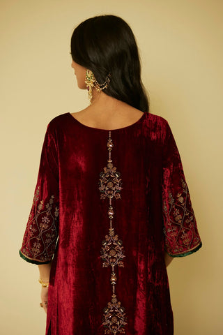 Red bageecha kurta set