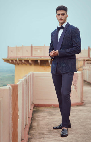 Navy tone on tone tuxedo set