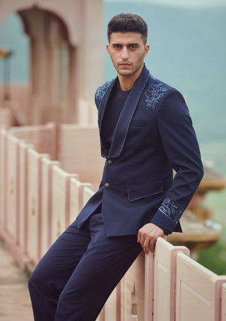 Navy blue tuxedo set