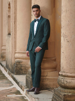 Bottle green tuxedo set