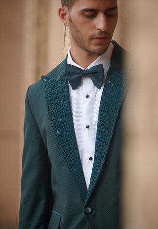 Bottle green tuxedo set