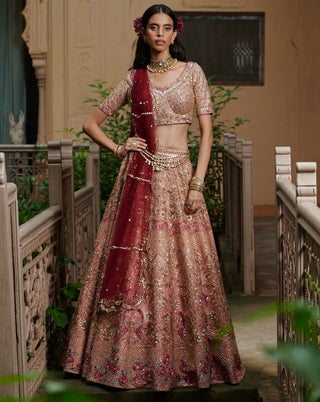 Dark rosegold bridal lehenga choli set