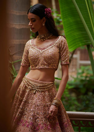 Dark rosegold bridal lehenga choli set