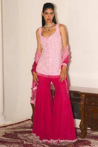 Petal pink & fuschia kurta & sharara set