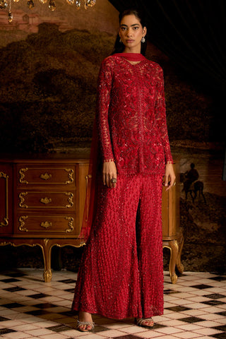 Ruby red jacket & sharara set