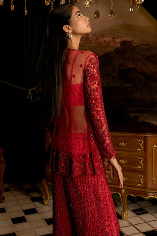 Ruby red jacket & sharara set