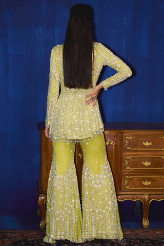 Olive yellow green kurta & gharara set