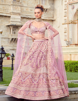 Pastel lavender bridal lehenga set