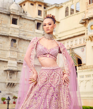 Pastel lavender bridal lehenga set