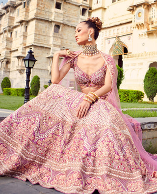 Pastel lavender bridal lehenga set