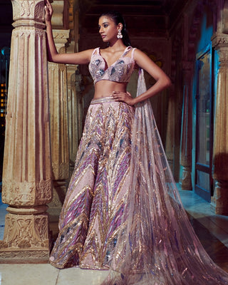 Lilac enchanting net lehenga set