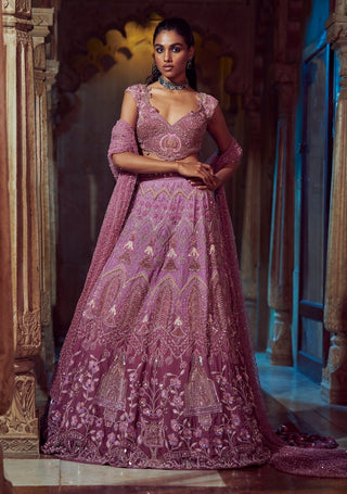 Mauve ombre embroidered lehenga set