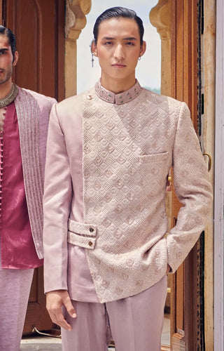 Onion pink bandhgala jacket set