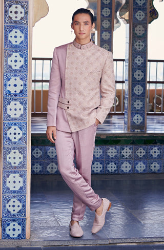 Onion pink bandhgala jacket set