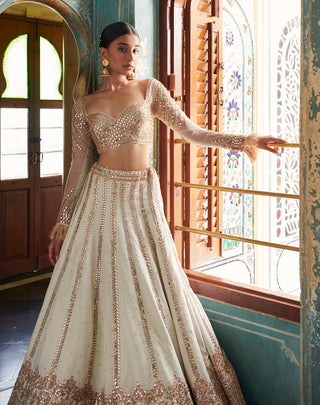 Off-white gold embroidery lehenga set