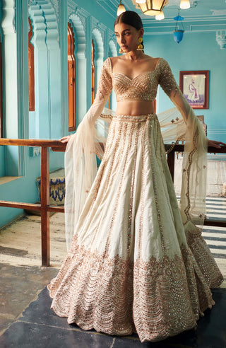 Off-white gold embroidery lehenga set