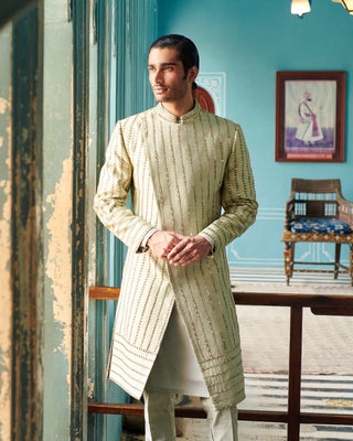 Pale olive sherwani set