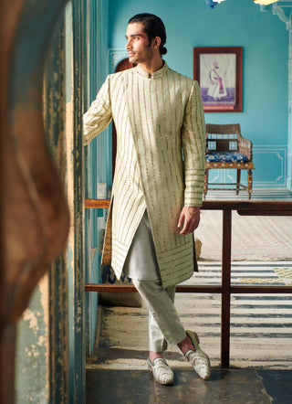 Pale olive sherwani set