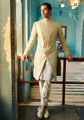 Pale olive sherwani set