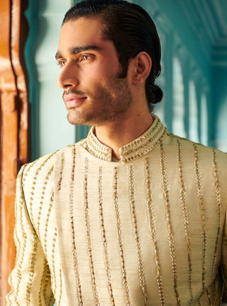 Pale olive sherwani set