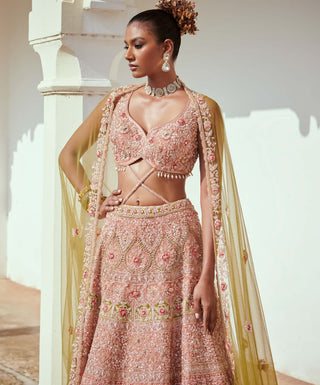 Light rust bridal lehenga set