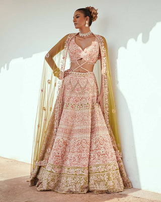 Light rust bridal lehenga set