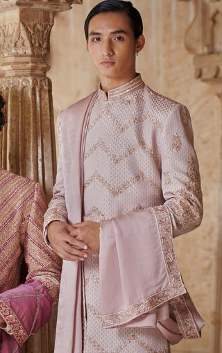 Pale pink sherwani set