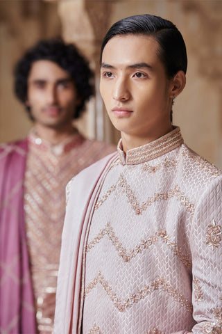 Pale pink sherwani set