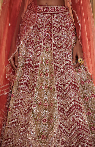 Plum bridal embroidered lehenga set