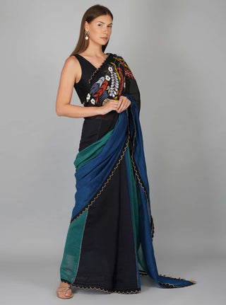 Multicolor applique work saree and blouse