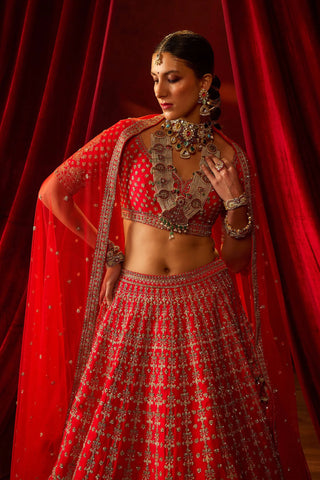 Red aradhya lehenga set