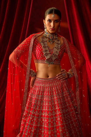 Red aradhya lehenga set