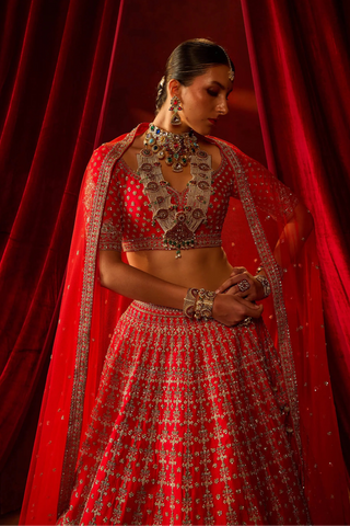 Red aradhya lehenga set