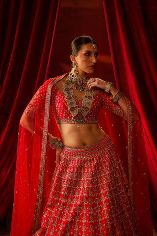 Red aradhya lehenga set