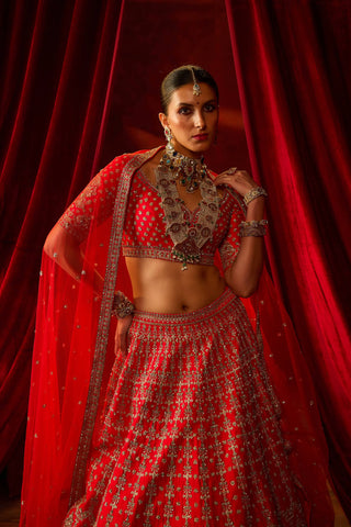 Red aradhya lehenga set