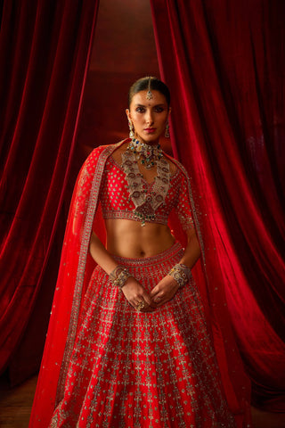 Red aradhya lehenga set