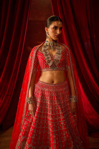 Red aradhya lehenga set