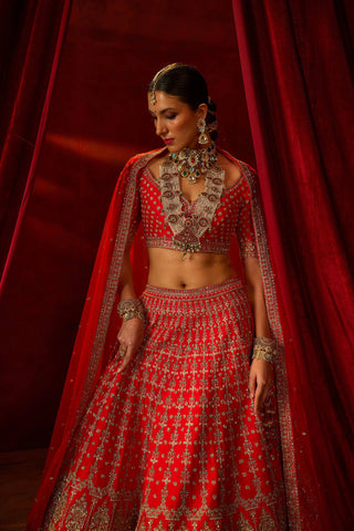 Red aradhya lehenga set