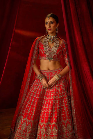 Red aradhya lehenga set