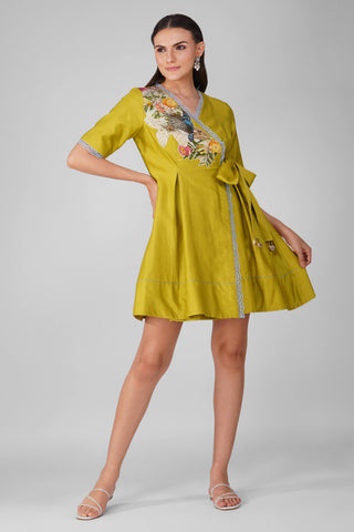 Lime sky garden wrap dress