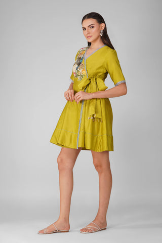 Lime sky garden wrap dress