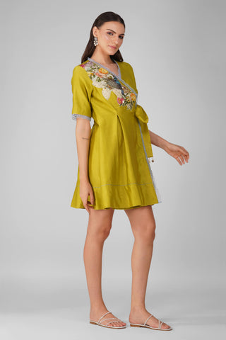 Lime sky garden wrap dress