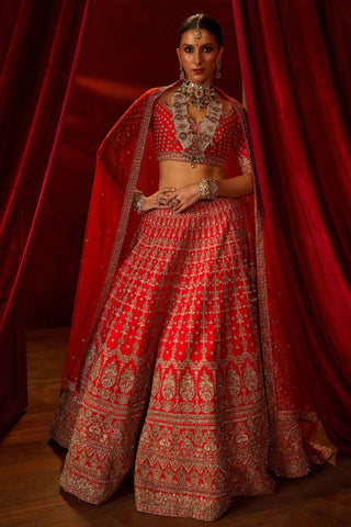 Red aradhya lehenga set