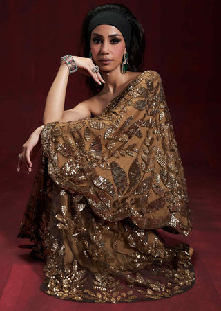 Dina gold brown cape and sharara