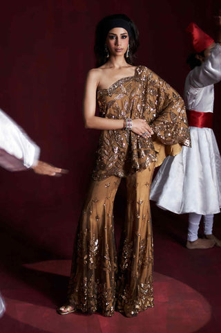 Dina gold brown cape and sharara