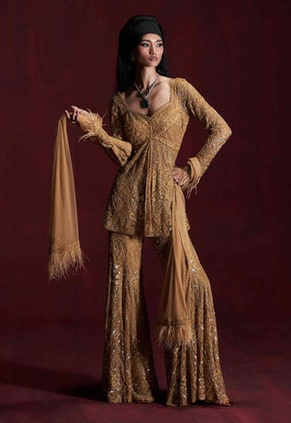 Zareen antique gold sharara set