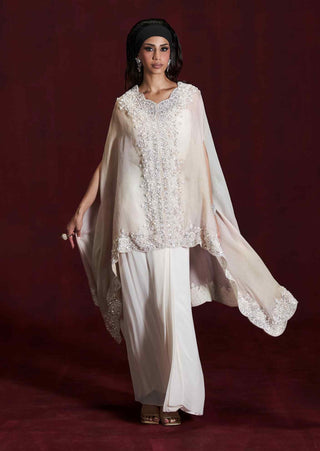 Amala ivory drape skirt and cape set